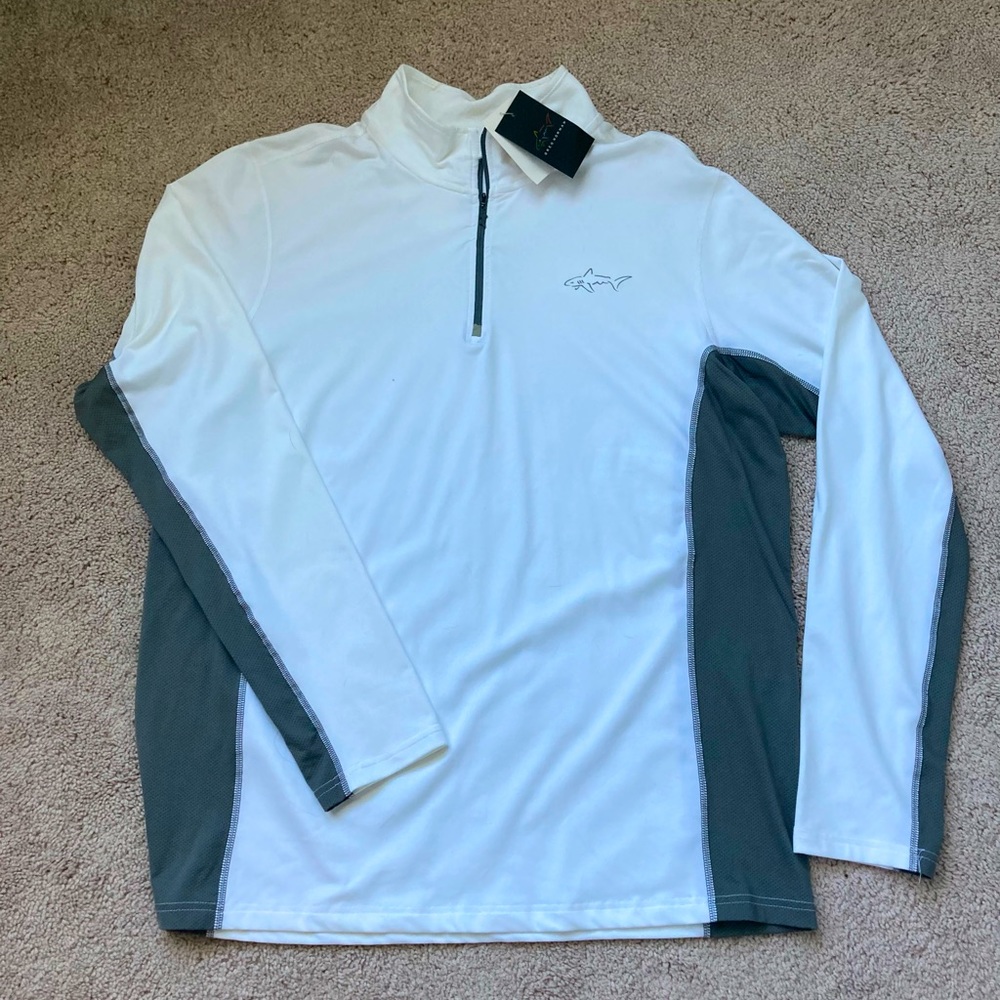 NWT Greg Norman White/Gray Quarter Zip Pullover